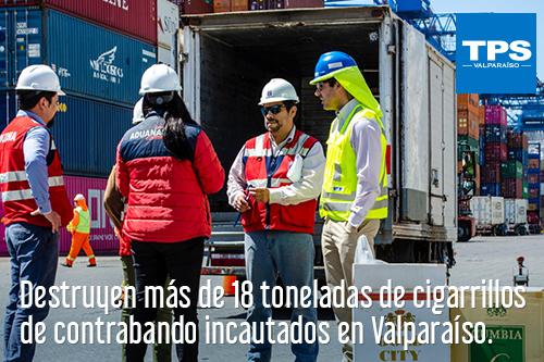 Destruyen más de 18 toneladas de cigarrillos de contrabando incautados en Valparaíso